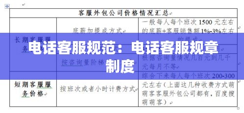 电话客服规范：电话客服规章制度 
