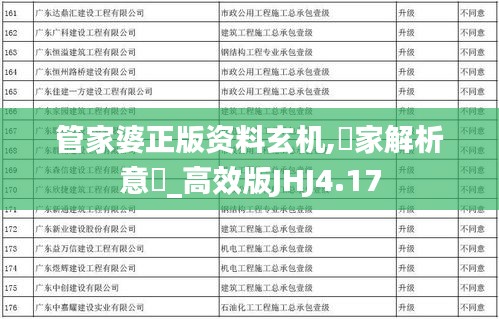 管家婆正版资料玄机,專家解析意見_高效版JHJ4.17