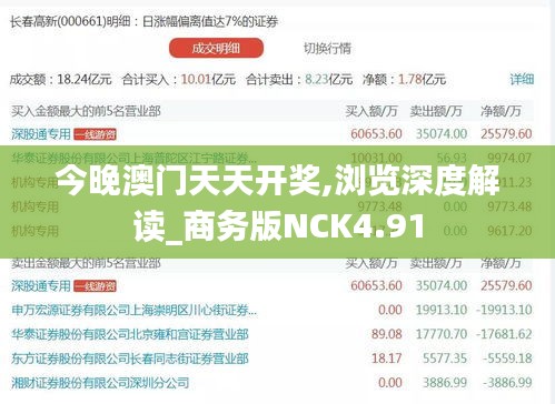 今晚澳门天天开奖,浏览深度解读_商务版NCK4.91