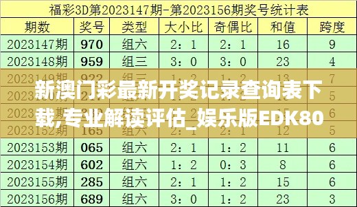 新澳门彩最新开奖记录查询表下载,专业解读评估_娱乐版EDK80.443
