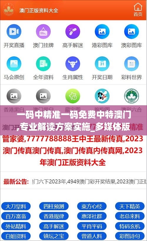 一码中精准一码免费中特澳门,专业解读方案实施_多媒体版PMV61.940