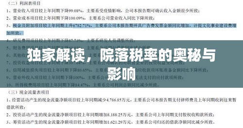 独家解读，院落税率的奥秘与影响