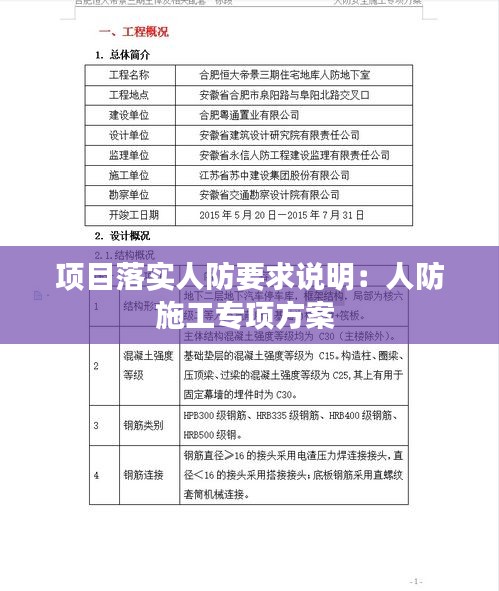 项目落实人防要求说明：人防施工专项方案 