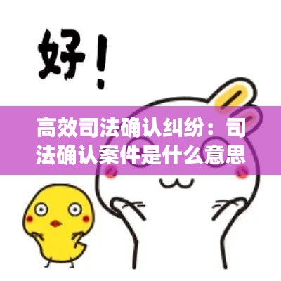 高效司法确认纠纷：司法确认案件是什么意思 