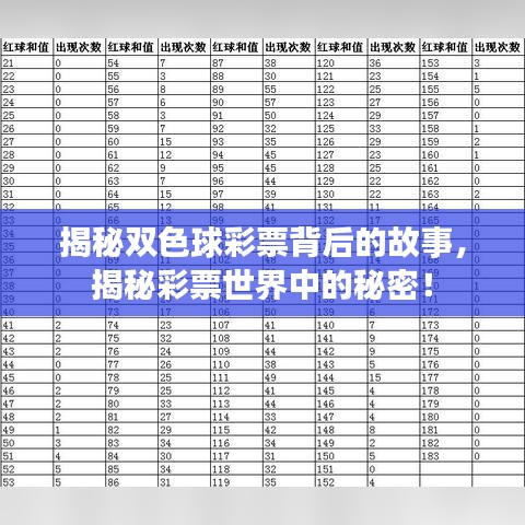 揭秘双色球彩票背后的故事，揭秘彩票世界中的秘密！