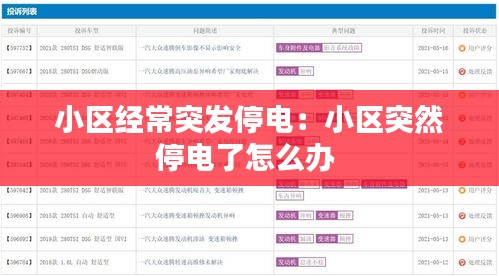 小区经常突发停电：小区突然停电了怎么办 