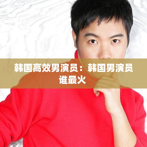 韩国高效男演员：韩国男演员谁最火 