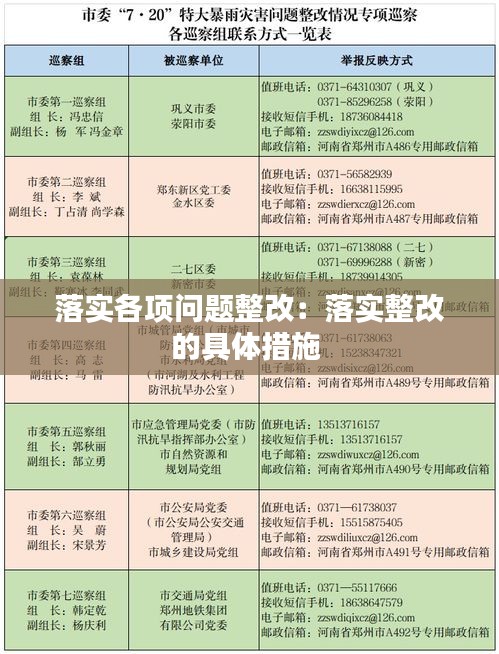 落实各项问题整改：落实整改的具体措施 