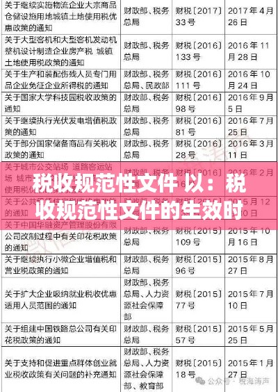 税收规范性文件 以：税收规范性文件的生效时间 