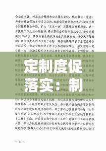 定制度促落实：制度制定及落实情况 