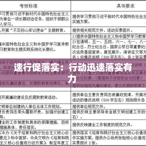速行促落实：行动迅速落实有力 