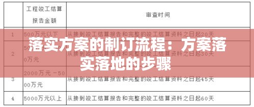 落实方案的制订流程：方案落实落地的步骤 
