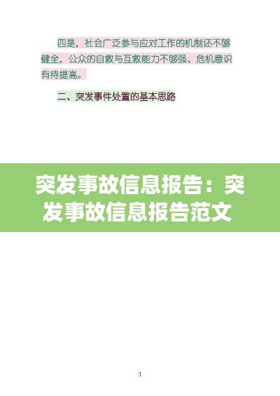 突发事故信息报告：突发事故信息报告范文 