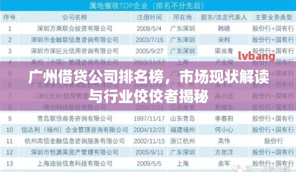 广州借贷公司排名榜，市场现状解读与行业佼佼者揭秘