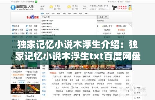 独家记忆小说木浮生介绍：独家记忆小说木浮生txt百度网盘 