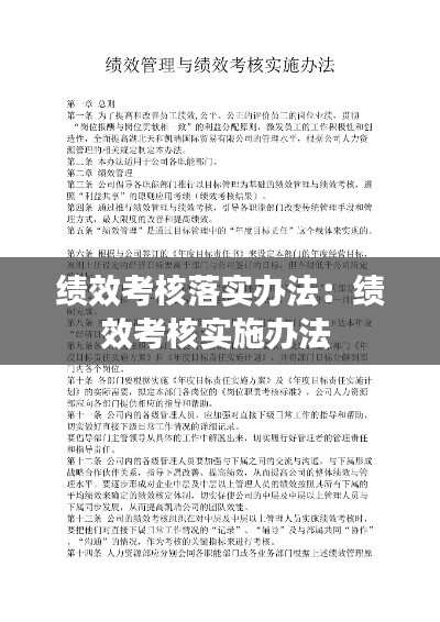 绩效考核落实办法：绩效考核实施办法 