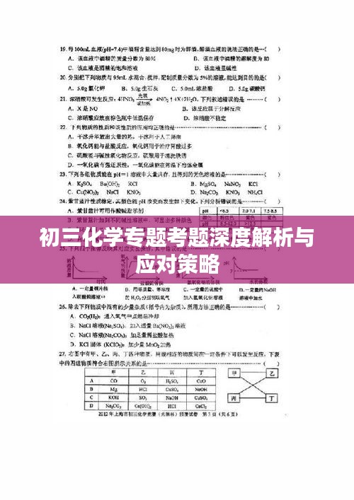 初三化学专题考题深度解析与应对策略