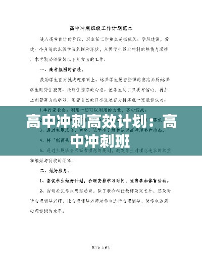 高中冲刺高效计划：高中冲刺班 