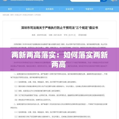 两新两高落实：如何落实两新两高 