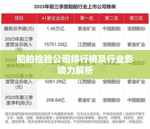 船舶检验公司排行榜及行业影响力解析