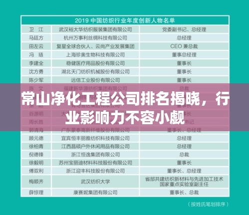 常山净化工程公司排名揭晓，行业影响力不容小觑