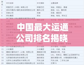 中国最大运通公司排名揭晓，揭秘行业巨头榜单！