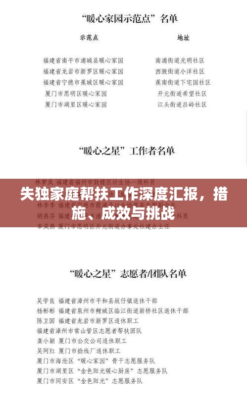 失独家庭帮扶工作深度汇报，措施、成效与挑战