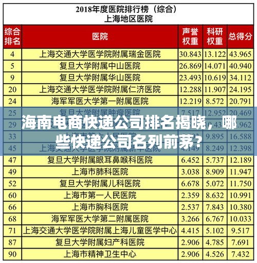 海南电商快递公司排名揭晓，哪些快递公司名列前茅？