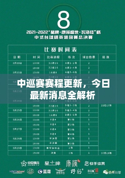 中巡赛赛程更新，今日最新消息全解析