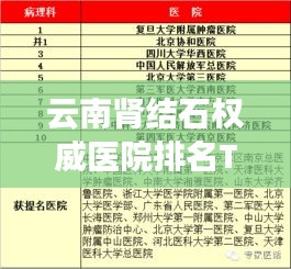 云南肾结石权威医院排名TOP10及诊疗特色概述