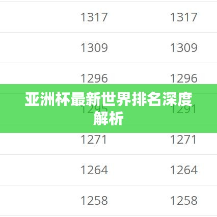 亚洲杯最新世界排名深度解析