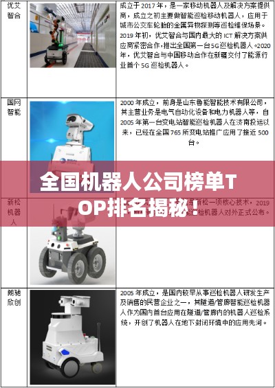 全国机器人公司榜单TOP排名揭秘！