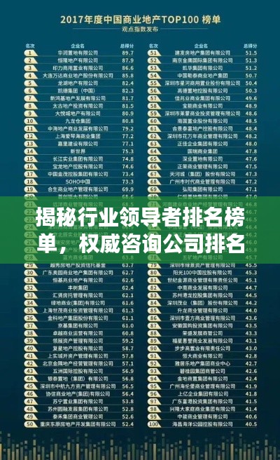 揭秘行业领导者排名榜单，权威咨询公司排名大全一网打尽！