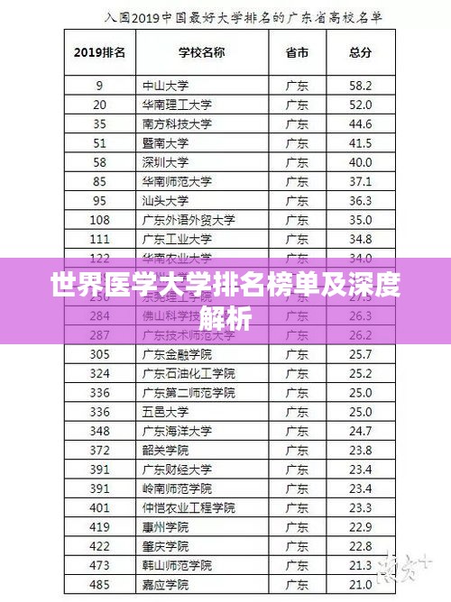 世界医学大学排名榜单及深度解析