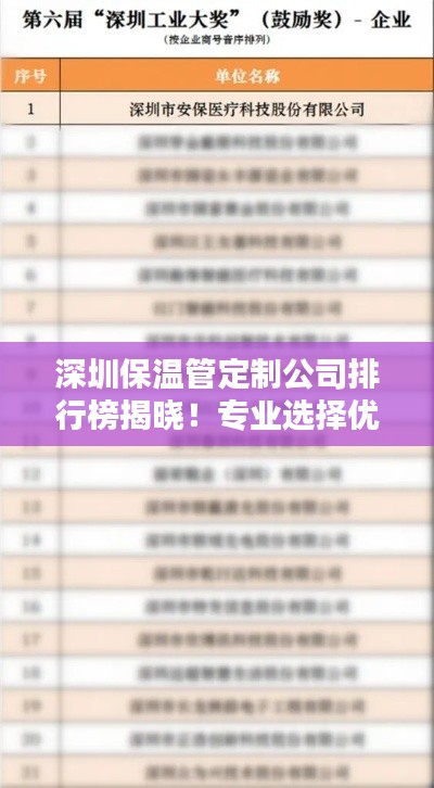 深圳保温管定制公司排行榜揭晓！专业选择优质企业推荐