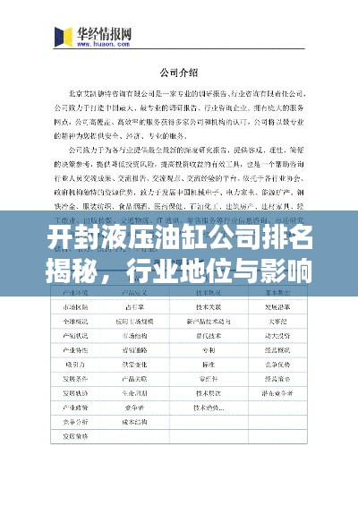 开封液压油缸公司排名揭秘，行业地位与影响力解析