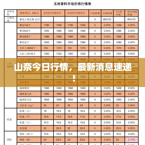 山奈今日行情，最新消息速递！