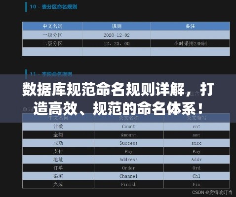 数据库规范命名规则详解，打造高效、规范的命名体系！