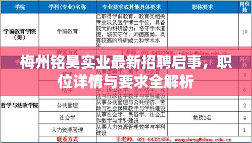 梅州铭昊实业最新招聘启事，职位详情与要求全解析