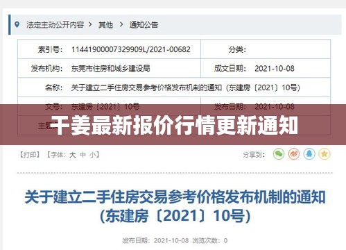 干姜最新报价行情更新通知