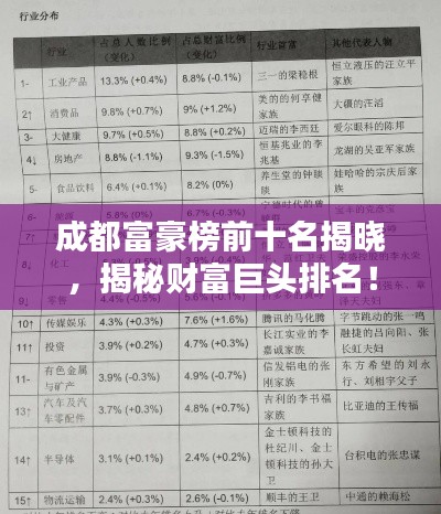 成都富豪榜前十名揭晓，揭秘财富巨头排名！