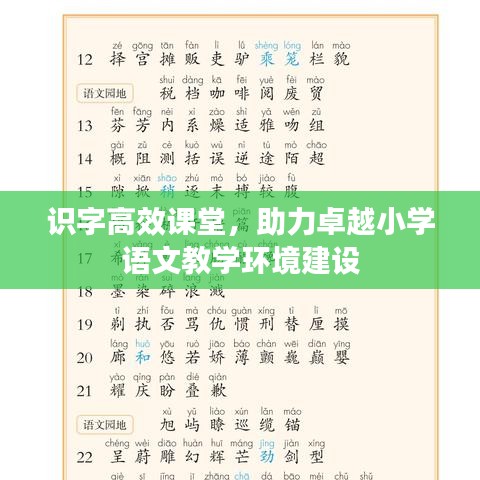 识字高效课堂，助力卓越小学语文教学环境建设