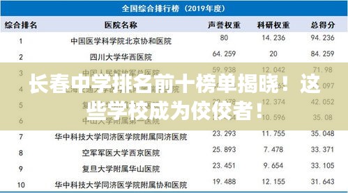 长春中学排名前十榜单揭晓！这些学校成为佼佼者！
