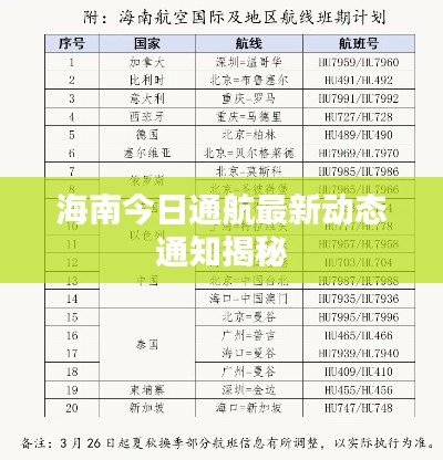 海南今日通航最新动态通知揭秘